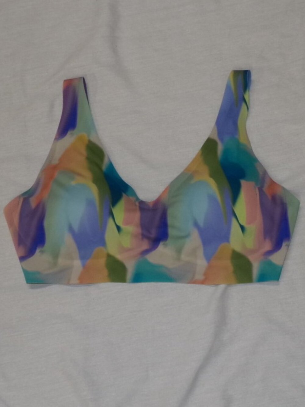 MeUndies Wire Free Colorful TIE DYE Removable Pads Adjustable Bra sz XL